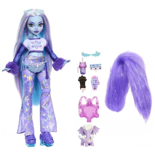 Monster High Abbey Bominable Doll | Yeti Doll in Furry Purple Clothes with Pet Mammoth, 7 Accessories, a Backpack, Glasses and Popsicle (Amazon Exclusive) - style: Abbey Bominable