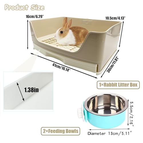 PINVNBY Rabbit Corner Litter Box with Drawer for Cage Small Animal Litter Pan Hanging Pet Feed Bowls Cage Potty Trainer Pet Toilet for Rabbit Bunny Guinea Pigs Chinchilla Ferret - color: White