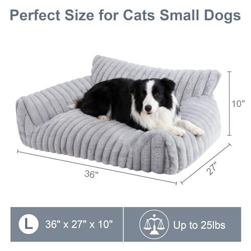 Cute Dog Couch for Medium Large Dogs,Dog Cat Couch Sofa,Dog Bed,L,Grey | Dog Couch Bed with Removable Washable Cover,Cute Fluffy Pet Sofa Cat Couch Bed,Washable Dog Bed Medium Large Size Dog - color: Grey, size: Large(36x27x10")