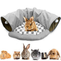 PINVNBY Bunny Tunnel Bed 2-in-1 Removable and Cozy Large Guinea Pig Hideout Tunnel Washable Small Animal Tunnels Tube Toys Guinea Pig Accessories for Rabbit Chinchilla Hedgehog Ferret (Gray)