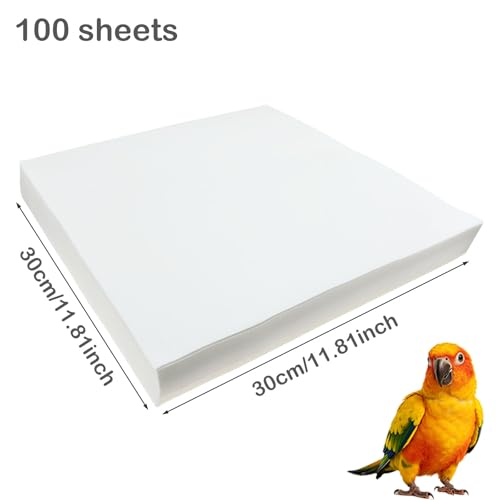 100 Sheets Bird Cage Liner Papers, Disposable Bird Cage Paper Liners, Cuttable Pet Animal Cages Cushion, Precut Absorbent Bird Paper for Bird Parrot Small Animal, 11.8 x 11.8'' - size: 11.8''x 11.8''