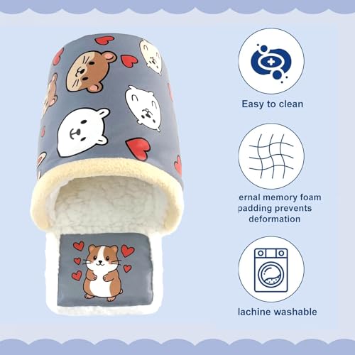 Guinea Pig Hideout for Hamster & Guinea Pig Cage Accessories - Washable Fleece Hideout/House with Step Pad, for Rabbit/Chinchilla/Ferret (L) - size: L