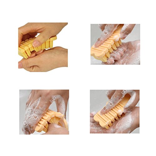 Baby Nail Brush, Kids Nail Scrubber Brush, Toddler Scrub, Yellow | Finger Nails Scrub Brush for Cleaning Fingernails Dirt Cleaner, Soft Bristle, For Baby Children, Cute Animal Bear Style - color: Yellow