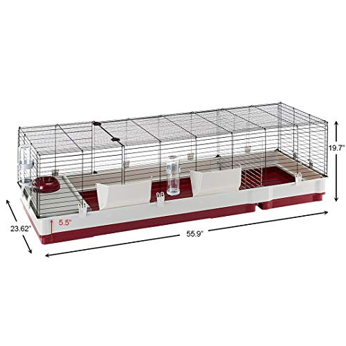 Ferplast Krolik Extra-Large Rabbit Cage w/Wire Extenstion | Rabbit Cage Includes All Accessories & Measures 55.9L x 23.62W x 19.68H & Includes All Accessories | 1-Year Manufacturer's Warranty - style: Rabbit Cage w/ Wire Hutch