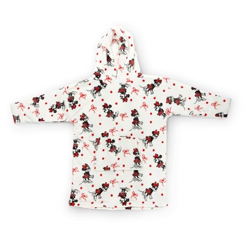 Jay Franco Wearable Throw Blanket – Kids Oversized Plush Hooded Blanket with Pocket, Ultra Soft Cozy Fleece Throw for Lounging, Travel, White - Minnie Mouse, 24x32 - Kid - color: White - Minnie Mouse, size: Kid