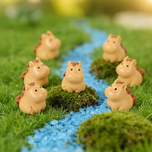 25 Pieces Mini Horse Animals Tiny Resin Animals for Dollhouse Fairy Garden Landscape Aquarium Party Decorations - style: Horse