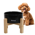 6" Elevated Ceramic Dog Bowl, Anti-Vomiting 23oz for Small Dogs | Premium Food-safe Ceramic with Anti-slip Wood Stand,Dishwasher Safe,Ergonomic Height Relieves Neck Strain,Black - color: Black, size: 6 in