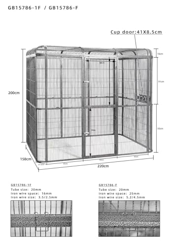 SENY Heavy Duty Walk-in Bird Aviary Cage, Metal, Expandable, 79x86x62 Inches, for Parrots, Macaws, Cockatoos, Reptiles, Dogs (Wire Size: 0.20", 86" L x 62" W x 79" H) - size: 86.0"L x 62.0"W x 79.0"H