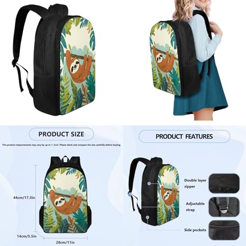Kids' Backpacks & Lunch Boxes Active Sloth Water Bottle Holder and Large Capacity Pencil Case 4PCS Set Bookbag for 8 Years Old Girls Lightweight 2Nd Grade School Bag with Compartment - color: Active Sloth