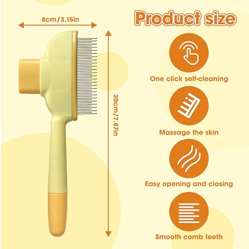 Cat Hair Brush & Dog Brush, Deshedding Brush for Long or Short Haired Pets, Removes Loose Fur, Durable Stainless Steel & ABS Design (yellow) - color: yellow 1pc