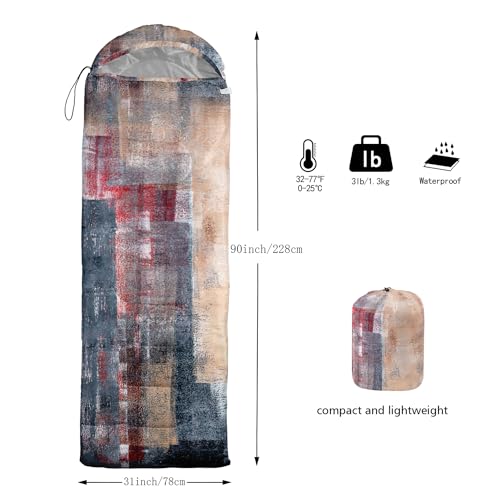Sleeping Bags for Adults and Kids Backpacking Camping Sleeping Bags for Girls and Boys Lightweight Waterproof Cold/Warm 3-Season - color: Brown and Red graffiti