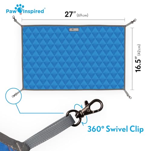 Paw Inspired Hanging Fleece Hammock for Small Animals, Gray/Blue | Hammock with Swivel Clips for Pet Cage for Ferrets, Rats, Chinchillas, Sugar Gliders, Hideout Toy for Guinea Pigs, Hamsters - color: Gray/Blue