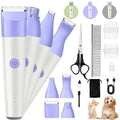 Dog Clippers Grooming Kit, 4 in 1 Quiet Cordless Dog Paw Trimmer & Nail Grinder, Small Cat Clippers Electric Rechargeable Low Noise Pet Shaver for Trimming Hair on Paw Eye Ear Face (Purple) | Quiet Cordless Dog Hair Trimmer for Paw Nail Grinder, Cat Groom