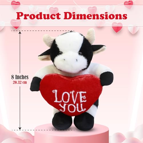 Cow Stuffed Animal 8 Inches Surprise Valentines Day Stuffed Animals Hideaway Spring Inspired Gift for Girls and Boys Birthday, Valentine’s Day, Easter Day (Cow Stuffed Animal) - style: Valentine Cow Stuffed Animal