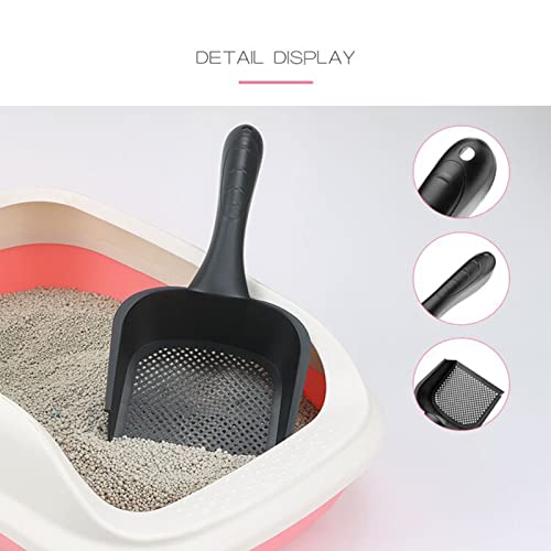 Cat Litter Scoop,Kitty Pet Shovel Scoop Reptile Terrarium Bedding Litter Cleaner Scoop For Cat Tortoise Snake,Hole:2.5mm Suitable For Very Fine Cat Litter - color: Black