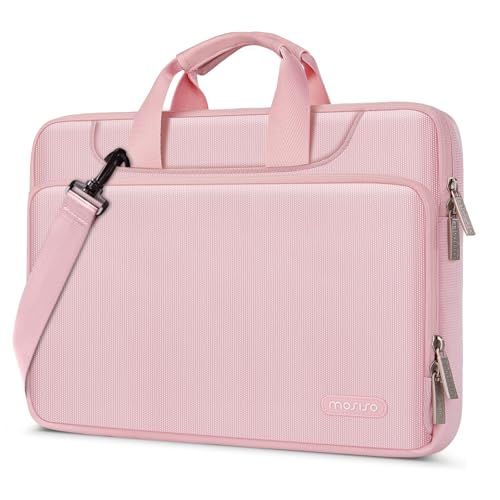 MOSISO 360 Protective Laptop Bag 15.6 inch, 15-16 inch Computer Bag | Compatible with MacBook Air 15 inch/Pro 16 inch, HP,Dell,Lenovo,Asus, Laptop Carrying Case with Strap&Handl, Pink - color: Pink, size: 16 inch