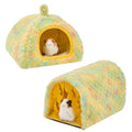Avont 2-Pack Guinea Pig Tunnel & Hideout Bed Set | Washable Hideout & Tunnel Set, Breathable Fleece, Dual Entrances, Removable Pad, Blue or Yellow - color: Yellow