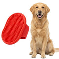 Pets&Goods Rubber Pet Grooming Brush for Dogs & Cats – Bath & Deshedding Brush with Custom-Fit Hand Straps – Soft Silicone Bristles for Short & Medium Hair – Anti-Slip, Easy to Clean - color: Red