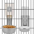 Yummy Sam Hanging Cage Automatic Small Pet Food Bowl Water Bottle Dispenser, Kennel 500ML Waterer and Auto Gravity Pet Feeder Set with Separate Food Bowl Crate Feeder Dish for Puppy Cats Rabbit (Grey) - color: Grey White