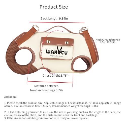 Wakytu Dog Lift Harness Dog Carrier Sling for Small Dogs & Cats,M | stylish puppy sling carrier with handle & pocket,adjustable leash,walking & travel - color: 1.0 White, size: Medium(8-13 LBS)