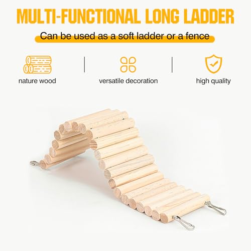 Hamster Suspension Bridge Toy，Small Animal Climbing Toys,Chinchilla Cage Natural Wood Flexible Platform Toy,Suitable for Hamsters, Chinchillas, Guinea Pigs, Birds, Small Animals - color: S-4P