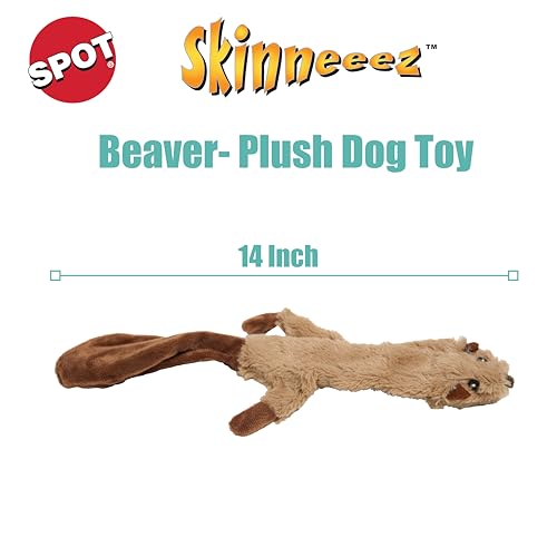 SPOT Skinneeez Beaver Dog Toy – 14" Stuffing-Free Plush Squeaky Dog Toy, Durable Interactive Toy for Small & Medium Dogs, Light to Moderate Chewers, Mess-Free Play - style: Mini Beaver