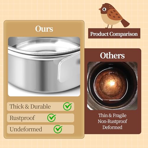 Bird Cage Feeder, Bird Feeder for Cage, 20OZ Stainless Steel Parrot Food Water Bowls with Clamp Holder, Hanging Feeding Dish Cups for Cockatiel Parakeet Conure Budgie Lovebird Small Animal - color: 20oz Stainless Steel Food Water Bowl with Clamp