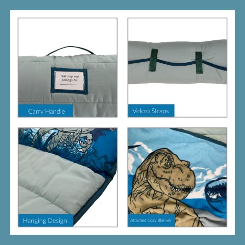 Jurassic World 24"(W) X 45"(L) Soft Toddler Nap Mat with Pillow and Blanket Perfect for Preschool, Daycare, and Travel (100% Official Licensed Product) - color: Jurassic World