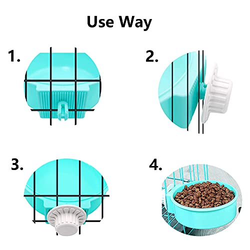 Rabbit Bowls Set, Big Pet Bunny Food Bowls Small Animals Cage Bowl and Stainless Steel Hanging Water Food Feeder Bowls for Big Bunny Food Dish (4 PCS) | 4 Pieces Stainless Steel Hanging Create Water Food Feeder Bowls for Big Bunny Food Dish - color: 4 PCS