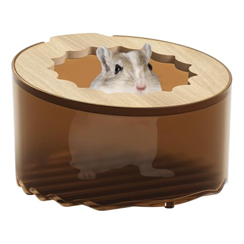 Hamster Sand Bath Box, Transparent & Detachable Small Animal Sand Container, Anti-Spill Sandbox for Hamsters Gerbils Mice Lemming - color: Black transparent