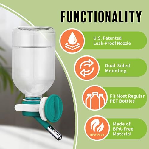 Choco Nose No-Drip Small Animal Water Bottle - Leak-Proof Patented Nozzle Helps Prevent Cage Mess & Wet Bedding - Hamster, Hedgehog, Mouse, Glider, Gerbil - BPA Free, Cage Mount, 10.2 fl oz (C125) - color: C125 Green, size: Hamsters-Hedgehogs-Sugar Glider