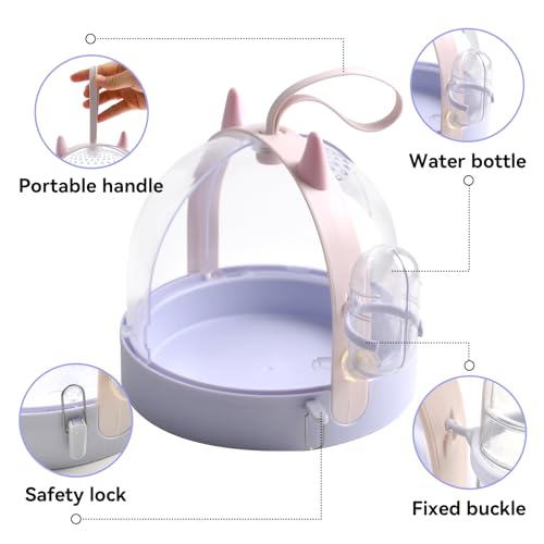 Portable Hamster Cage with Water Bottle,Hamster Carrier Cage High Permeability Travel Carry Cage Case for Gerbils Mice Guinea Pigs Sugar Glider Small Pet(Purple) - color: 【Purple】