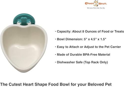 Patented Removable Heart Shaped Food Bowl for Dogs/Puppies/Rabbits/Cats/Guinea Pigs/Chinchillas/Birds -Water Dish for Small Pets or Animals - for Wire Cages or Crates 8 oz, Aqua (C607) - color: Aqua