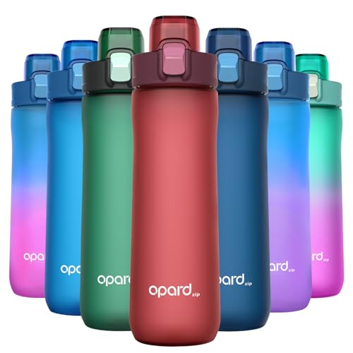 Opard Zip 20oz Plastic Water Bottle Dishwasher Safe, Leakproof Flip-Top Lid, BPA Free Tritan, Wide Mouth Reusable Kids Water Bottle for School Hiking Commuting Outdoor Travel and Gym - color: Cranberries Red, style: 20 oz - Fast Flow