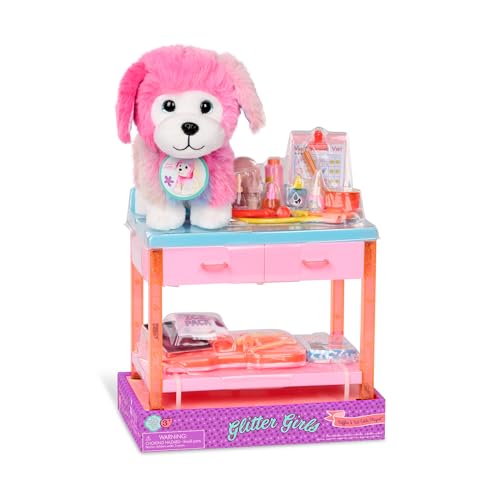 Glitter Girls Vet Playset, Sniffles Plush Dog, 27-Piece Vet Table, Pet | Toy vet set with posable pink pup, exam table with drawers, medical accessories, fits most 14-inch dolls, Plush, 3+ Years - style: Vet Accessories