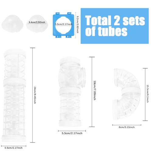 DIY Hamster Tunnel Adventure External Pipe, Transparent Connection Track Rat Toy Hamster Cage Accessories for Small Animals Sports Expand Space (White) - color: White