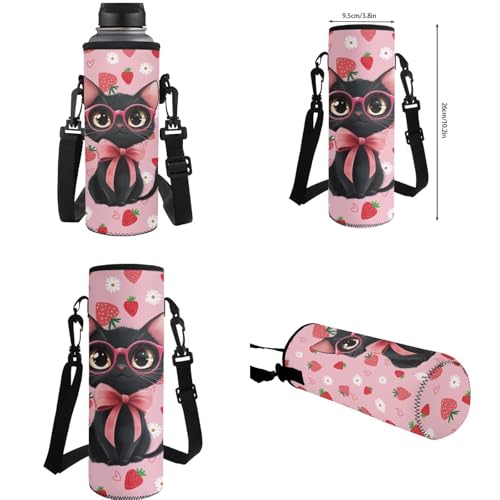 Elegant Cat Girls Bookbag with Lunch Box Adjustable Water Bottle Cover and Floral Pencil Case 4-6 Years Old Kids 4 in 1 Set 6Th Grade Lightweight Backpack for School/Sports - color: Elegant Cat