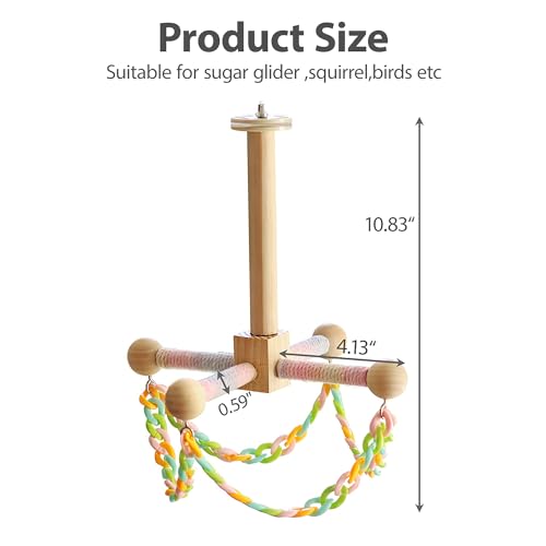 Sugar Glider Climbing Toys Haning Swing Sugar Glider Cage Accessories | Natural Wood Climbing Toys Sugar Glider Accessories Rat Enrichment Toys for Small Animals Rat and Birds(Swing Style) - style: Swing Style