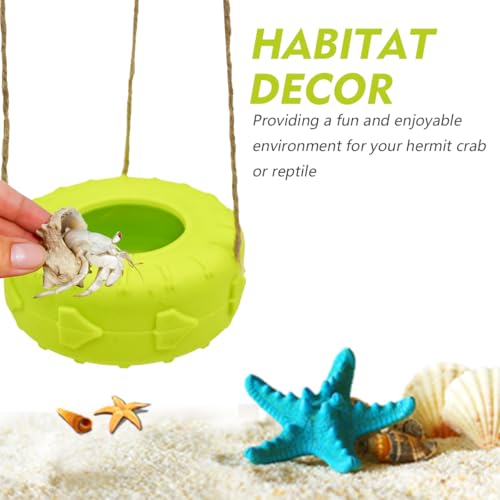 Colours Hermit Crab Tire Swing,Suction Cup Hook Climbing Toy,Hermit Crab Terrarium Accessories - A Must-Have for Any Reptile Amphibian Small Aquatic Animals Lover(Yellow) - color: Yellow