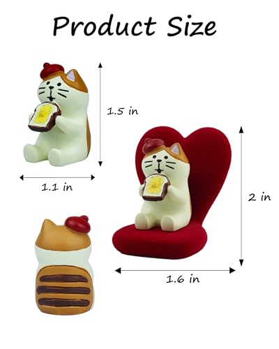Mevodeata Cute Mini Cat Eating Toast Bread Figurine with Small Sofa Resin Figure for Office Home Decor for Cat Lovers (Love Shaped Sofa) - color: Toast Cat-love