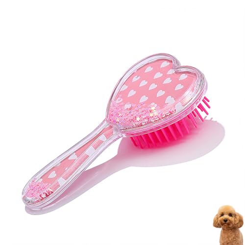 Small Dog Brush, Soft Dog Grooming Brush for Shih Tzus, Yorkies, Maltipoos, Maltese, Love Shape Puppy Massaging Pet Hair Brush, Cat Brush, for Small Dogs Cats of All Hair Types (Pink Heart) - color: Pink Heart