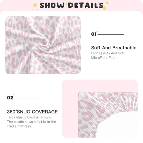 Pink Leopard Print Baby Crib Sheets for Boys Girls 27x39 Inch | Cheetah Animal Skin Daesign Pattern Playard Sheets Toddler Bed Sheets Funny Fitted Unisex Mini Crib Mattress Cover - color: Pink Leopard, size: 39*27*5 In