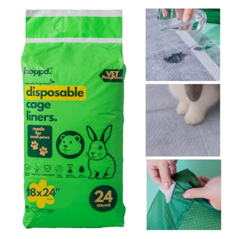 Hopp'd™ Disposable Cage Liners for Guinea Pigs, Rabbits, Ferrets & Small Pets - Ultra Absorbent Bunny Pee Pads with Bamboo Odor Control; Guinea Pig Bedding (18" x 24" Small Essential) | 24 Count - style: 18" x 24" Small Essential