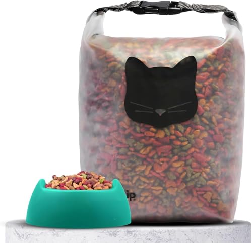 (re)zip Reusable Cat Pet Food Storage Bag | 14-Cup Capacity | Airtight Roll-Top Closure | Durable, BPA-Free PEVA | Translucent & Travel-Friendly | Keeps Kibble Fresh & Organized | Machine Washable - color: Cat Black, size: 14 Cup