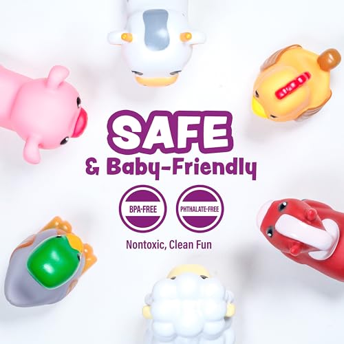 Tub Works® Barnyard™ Mold Free Bath Toys, 6 Pack | Sealed, No Hole Bath Toys Design Keeps Moisture Out | Soft, Squeezable & Float on Water | Farm Animals Baby & Toddler Bathtub Toys | Baby Pool Toys - style: 6 Pack