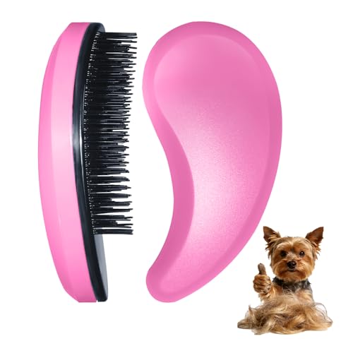Small Dog Brush, Skin-friendly Soft Bristles (Pink) | Puppy Hair Brush, Massage and Bath Supplies, Pet Grooming Tool for Teddy, Yorkies, Maltese, Shih Tzu, Chihuahua - color: Pink