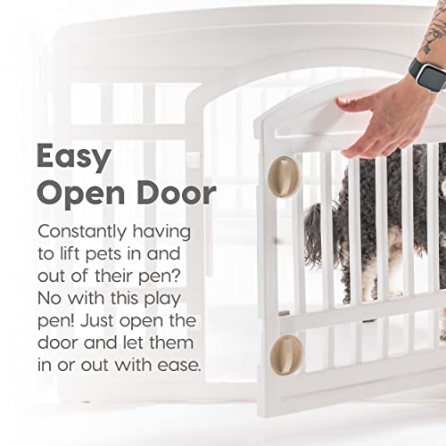 IRIS USA 8-Panel Dog Playpen, Pet Enclosure, White | Puppy Training, Multi-Shape Setup, Flexible Boundary, Configurable Layout, Tool-Free Assembly, Stable Non-Tip Base - color: White, size: 8 Panel - 24" H
