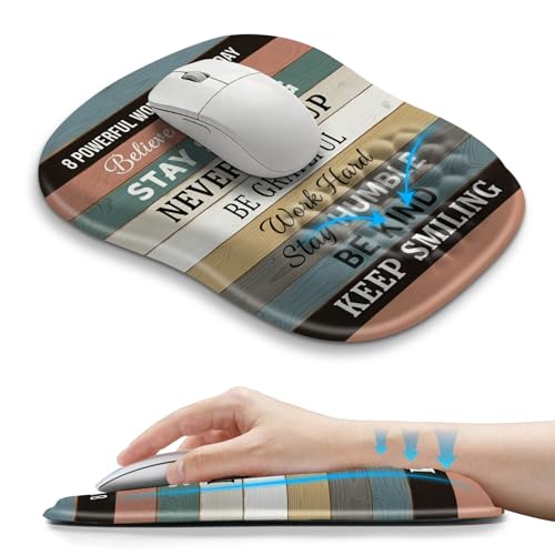 Hokafenle Ergonomic Wrist-Hugging Mouse Pad Wrist Support, U-Shaped Holding Wrist Rest Mousepad for Carpal Tunnel Pain Relief with Cushioned Memory Foam Slope Massage Bulge (10.2x8.3 in,Believe) - color: Believe in Yourself