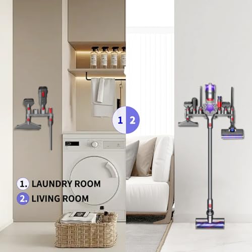 Premium Accessory Holders Compatible with Dyson V7 V8 V10 V11 V15 Cleaners | Flexible Extension Hose Mattress Tool Stiff Brush Soft Bristle and Flexible Crevice Tool for Home Cleaning - color: Wall Mount Accessory Holders