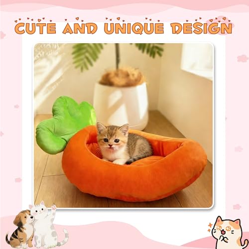 Rabbit Bed Warm Small Dog Cat Sleeping Carrot Banana Beds Bunny Bed Guinea Pig Hideout Bed Thick Soft with Removable Mat,Machine Washable Guinea Pig Cushion (Carrot（18.5 * 11.02 * 3.94）)